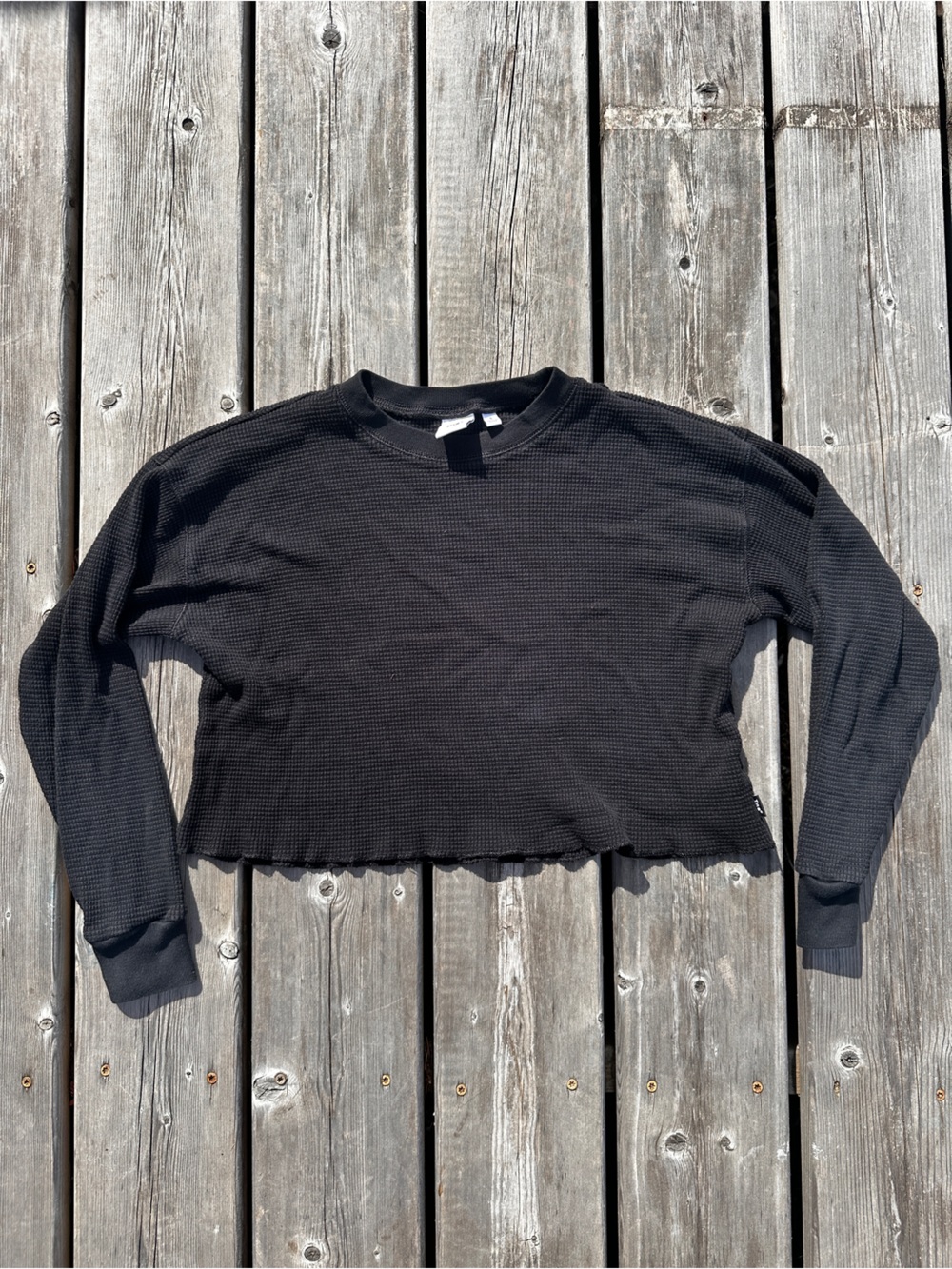 Aritzia TNA Waffle Knit Long Sleeve Thermal Top
